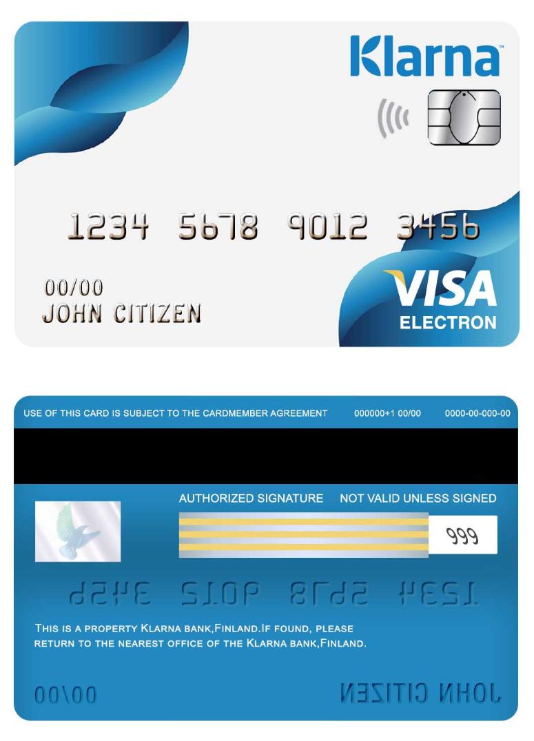 Finland Klarna bank visa electron card